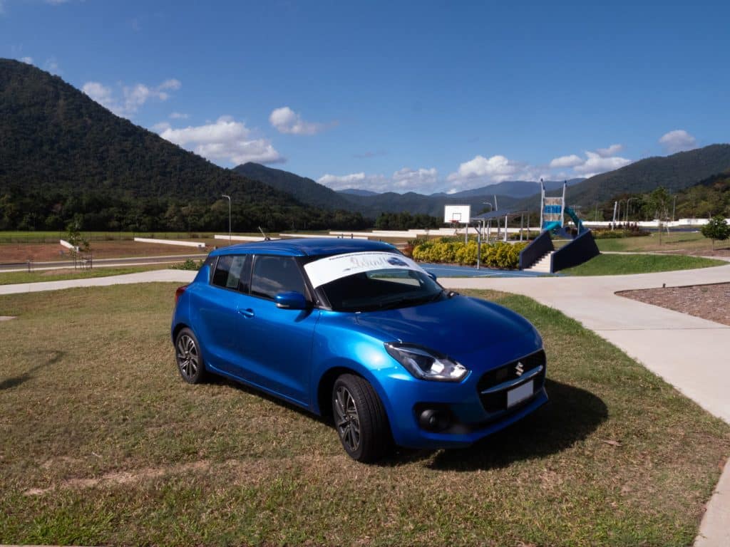 Blue Suzuki Swift car giveaway