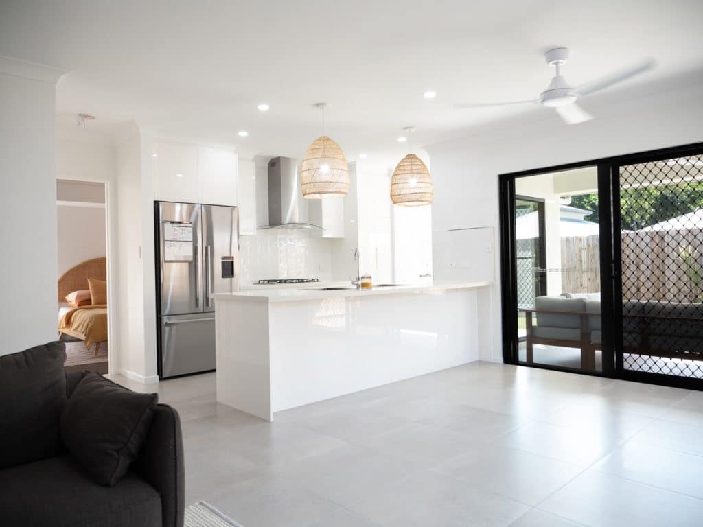 Kitchen with pendant lights
