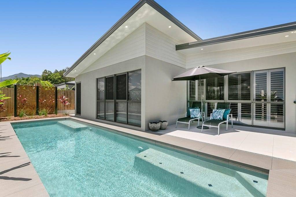 pool built near a retaining wall in home in cairns