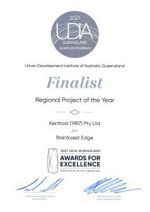 UDIA Finalist Award Certificate