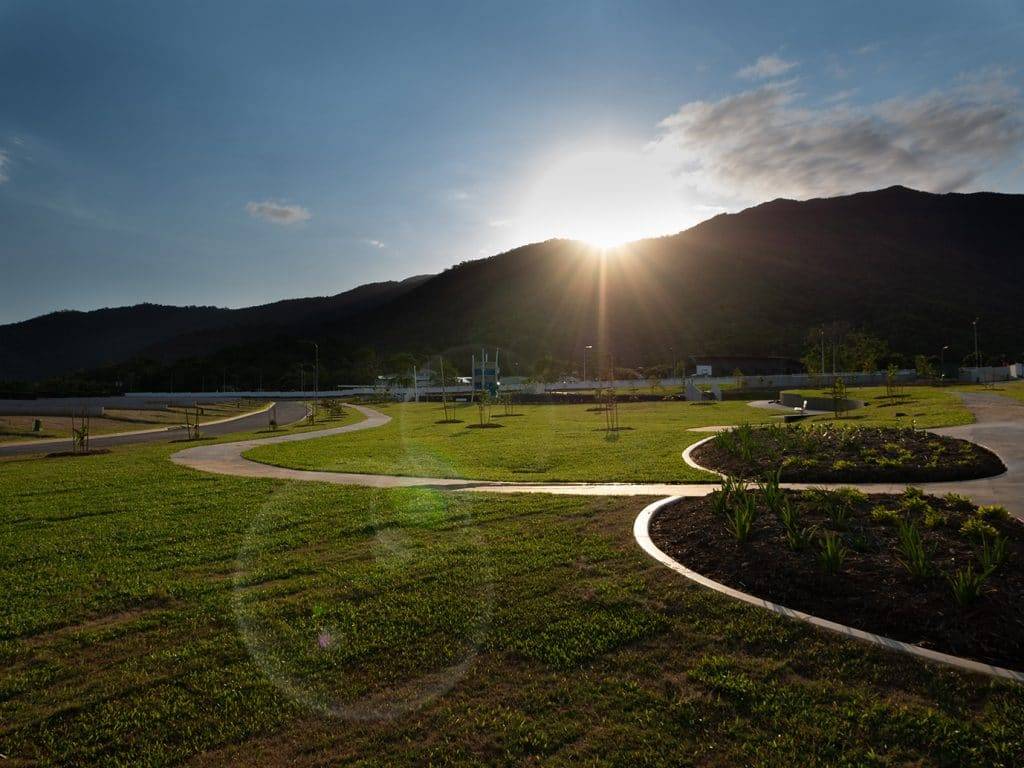 Sunset view of the park at Vistas at Redlynch